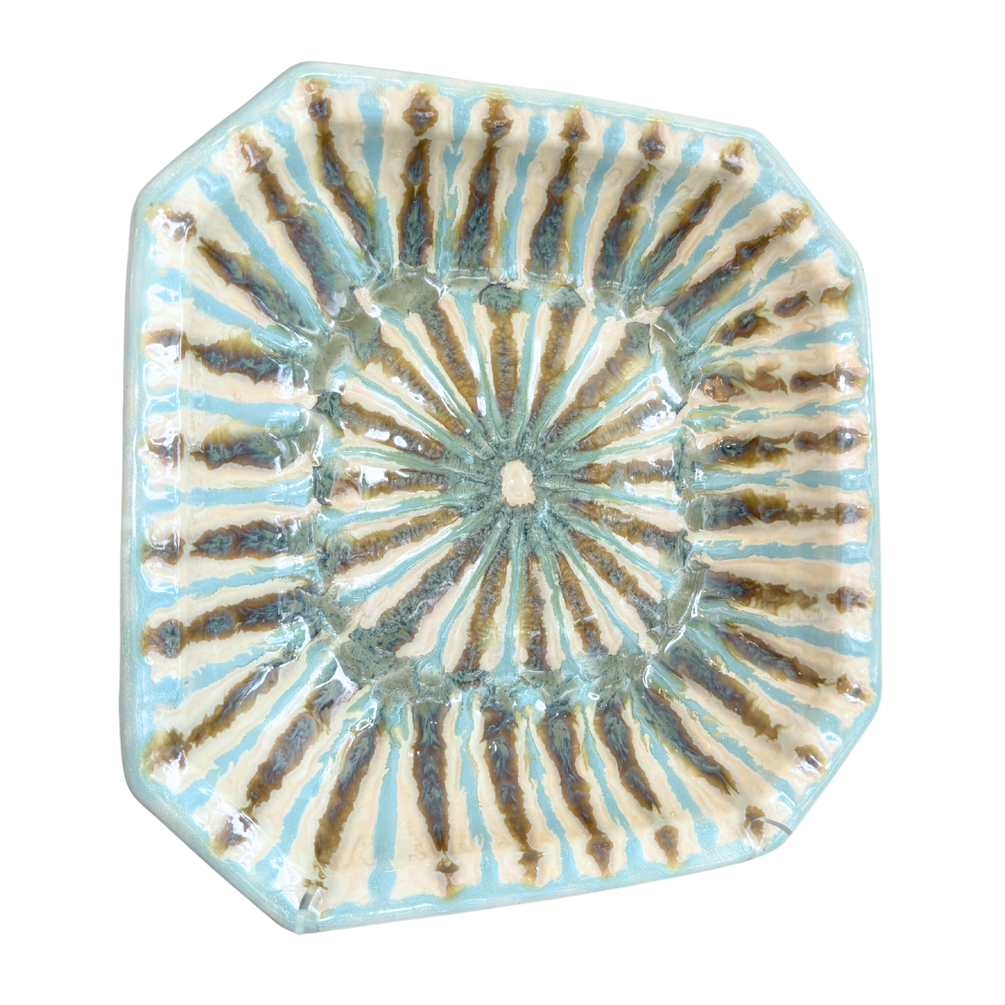 Teal Octagonal Bowl - LG